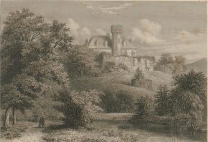 Schloss Arensburg um 1840, altes Gemälde